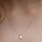 Mother of Pearl Diamond Crescent Moon Pendant Necklace IMG_2570