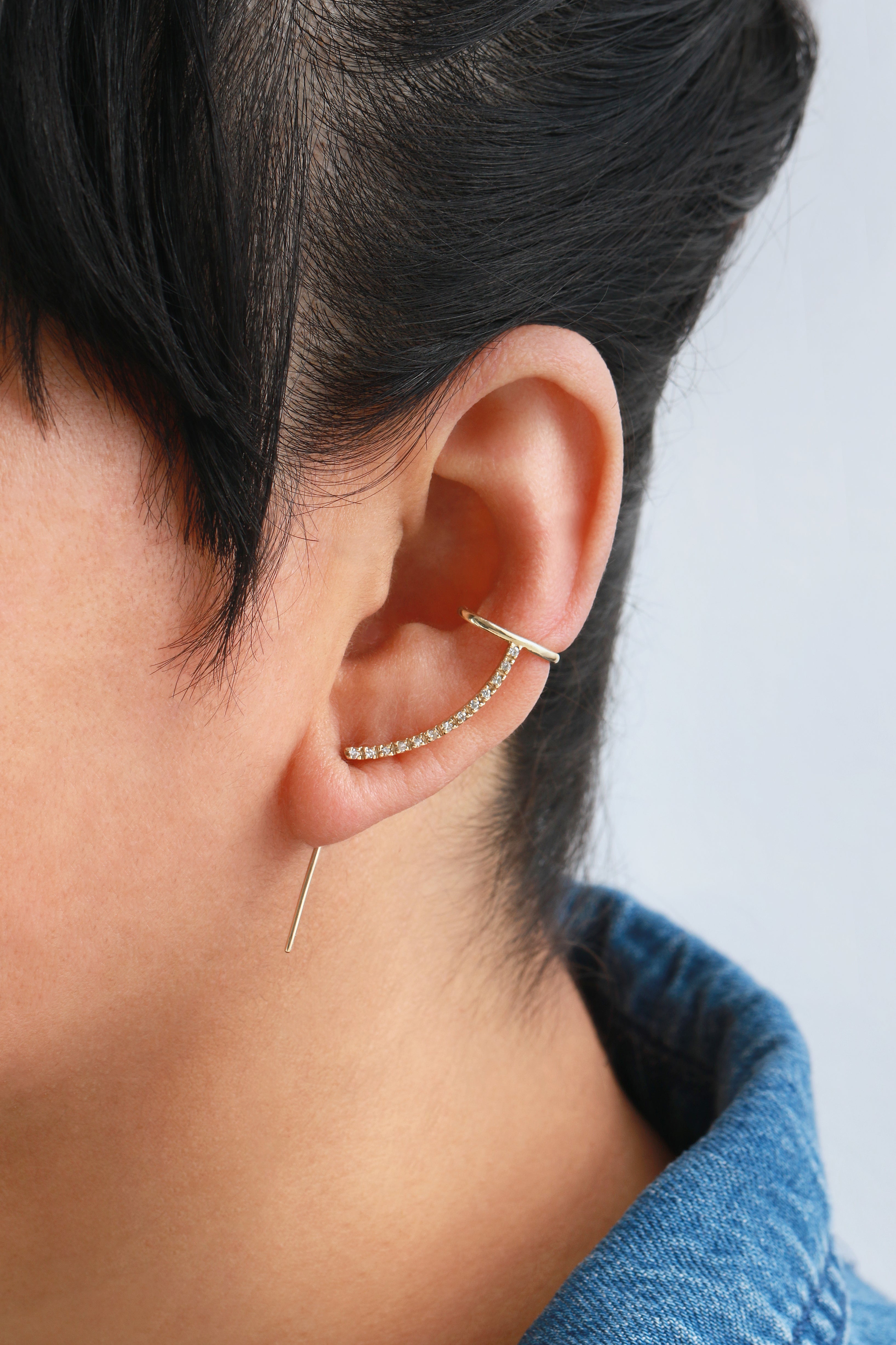 Pave Cuff Needle Earring by Labulgara EARRINGS LABU_PAVENDL-2