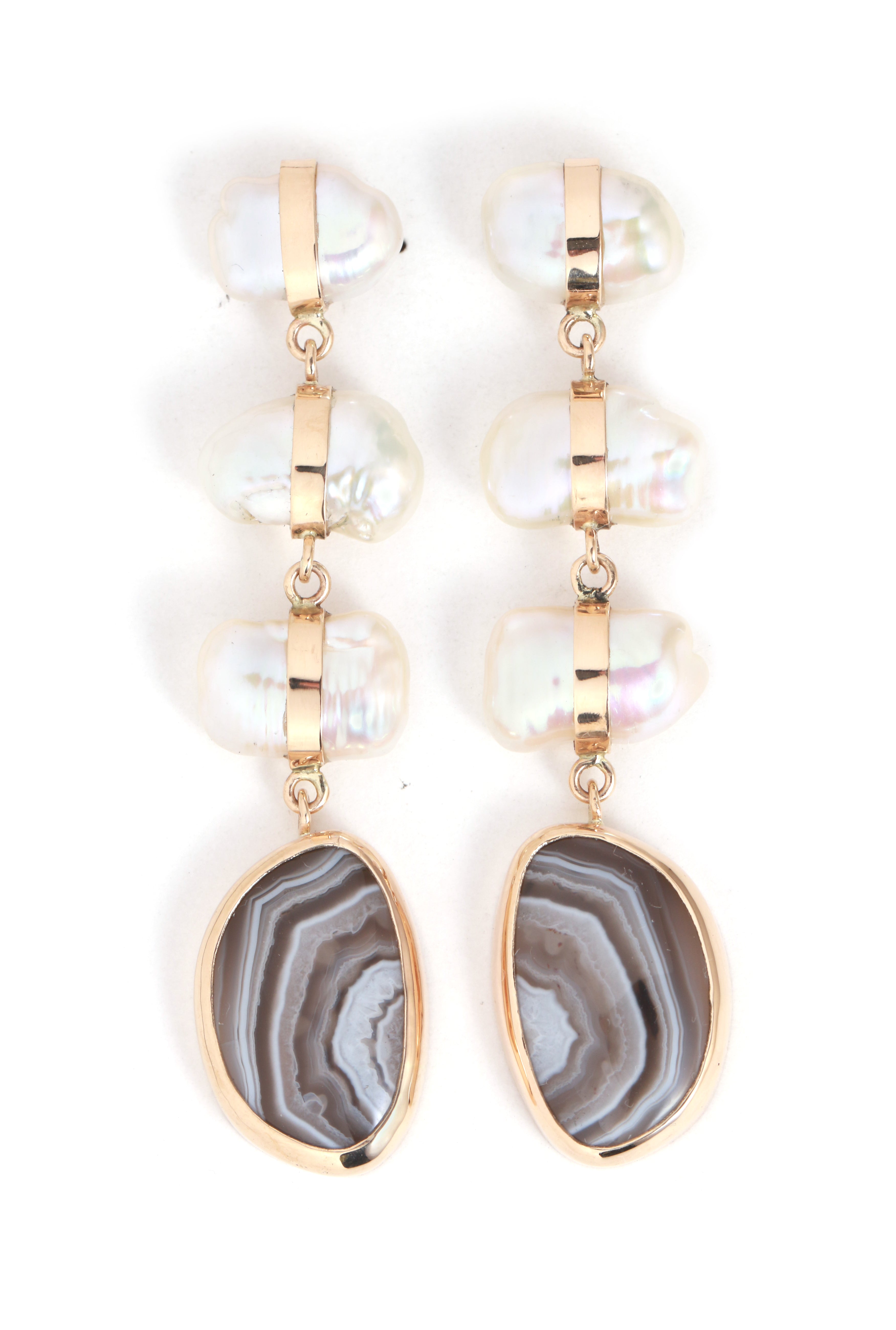 Pearl and Lace Agate Drop Earring EARRINGS LE3008-1