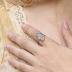 Mixed Metal Freeform Banded Agate Ring BFCM Stock Ring LR1000OM2copy