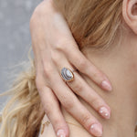 Mixed Metal Freeform Banded Agate Ring BFCM Stock Ring LR1000OMcopy