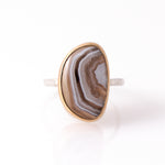 Mixed Metal Freeform Banded Agate Ring 7 BFCM Stock Ring LR1000copy