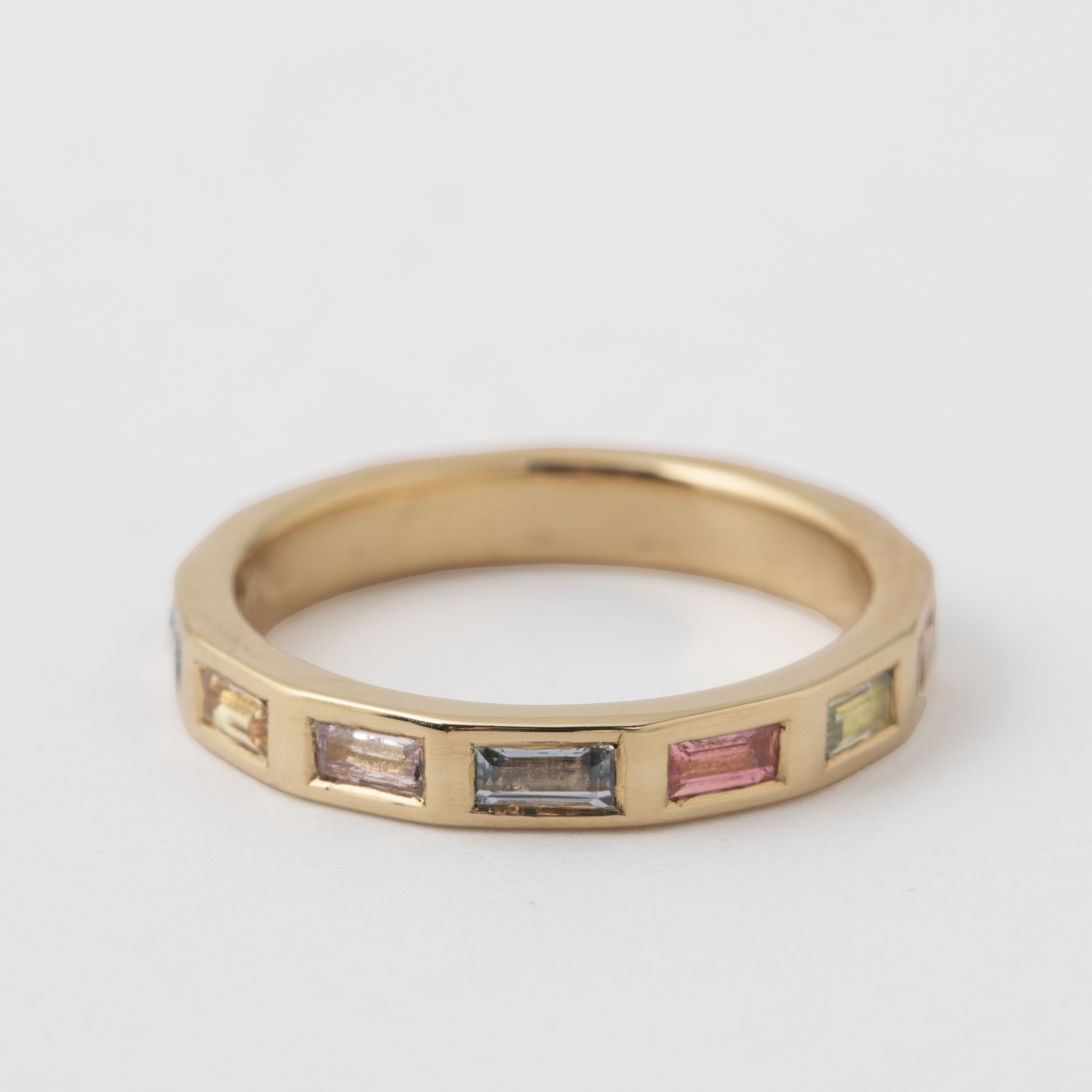 Baguette cut sapphire Band - 14k Yellow Gold HIDDEN LR1272G