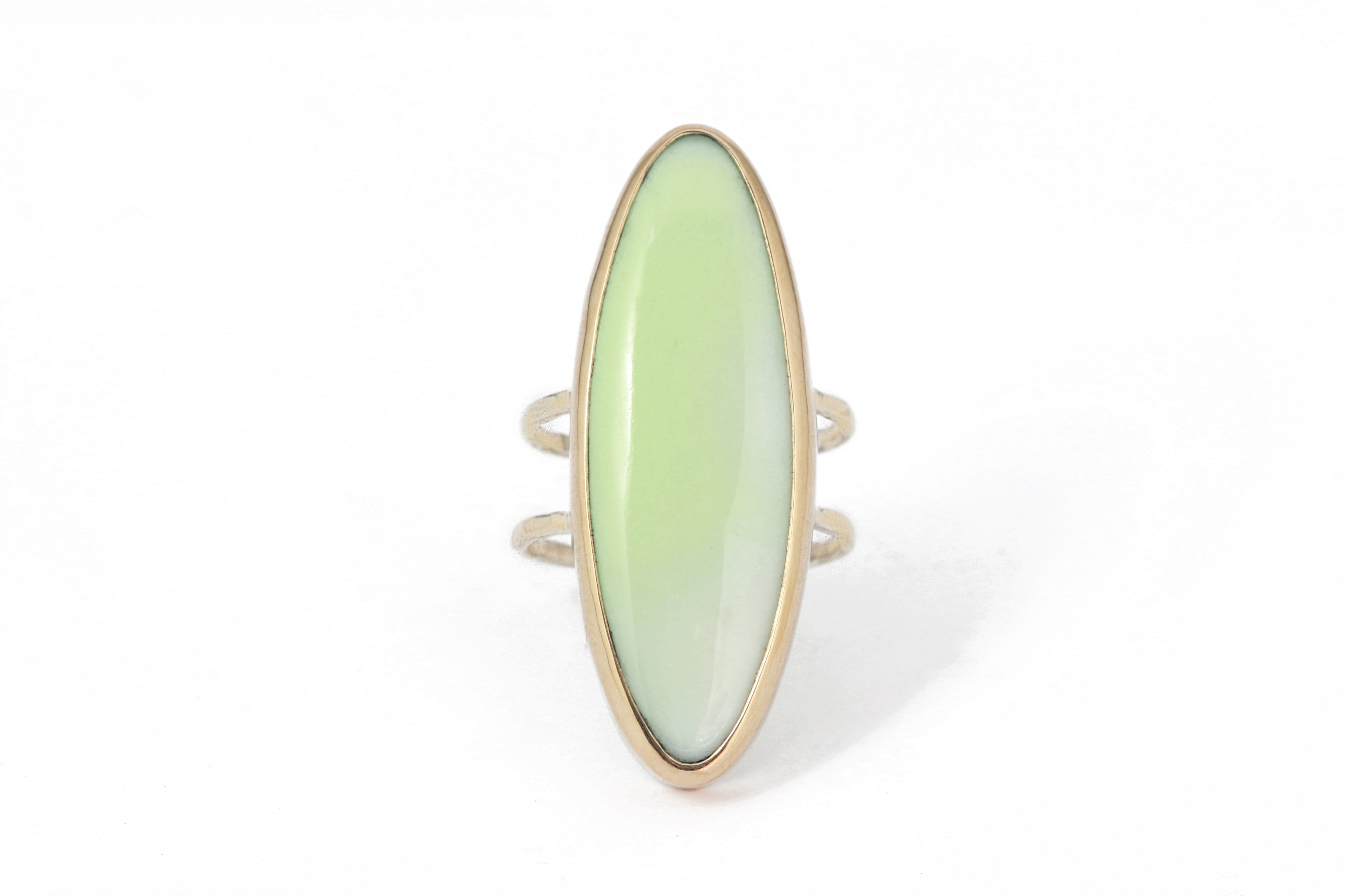 Double Band Lemon Chrysoprase Pillar Ring BFCM Stock Ring LemonChrysoprase-1