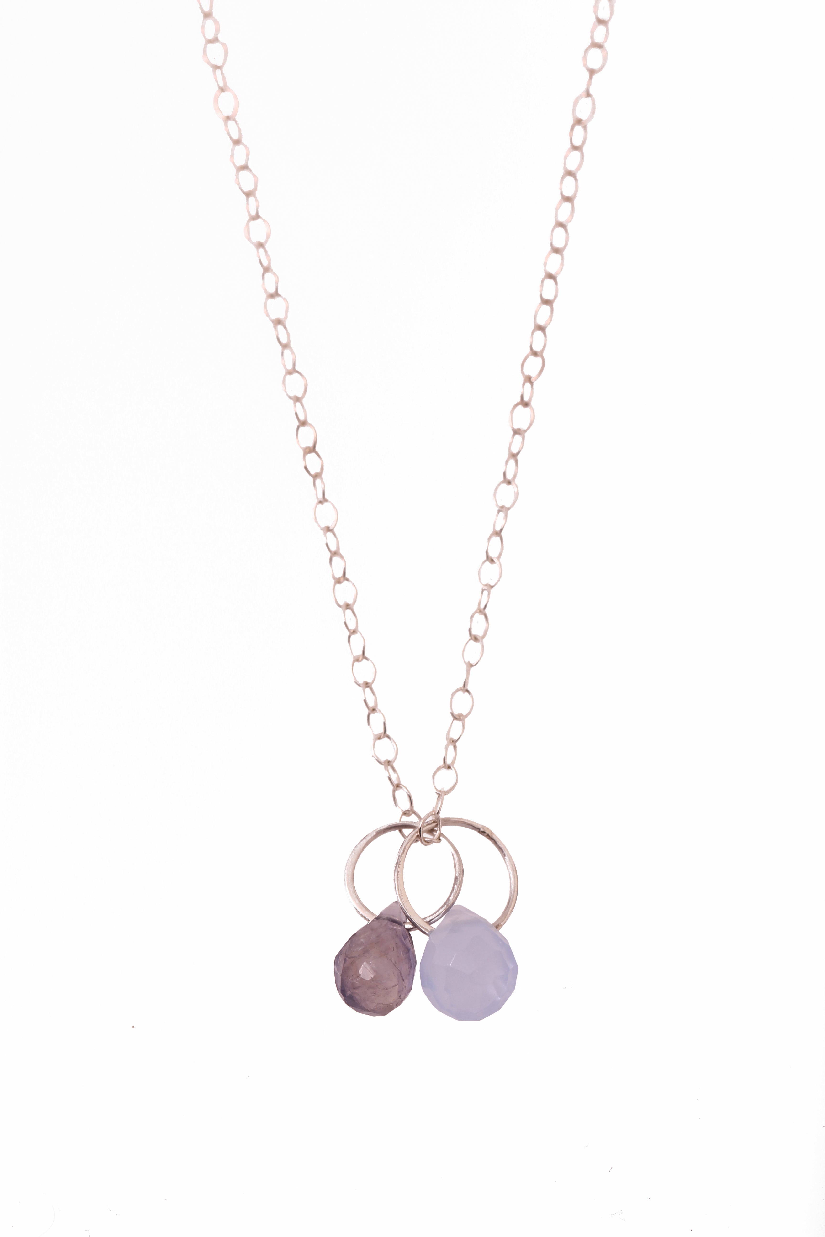 Blue Chalcedony and Iolite Necklace Sterling Silver Necklaces N1831BCcopysilver