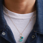 Aqua, Turquoise and Green Chalcedony Drop Pendant Necklace NECKLACES N1832GGC-3