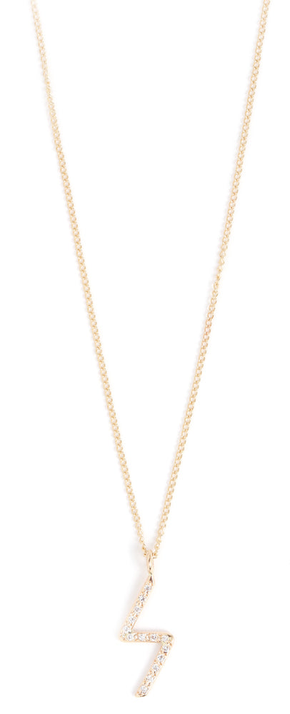 Pave Diamond Lightning Bolt Necklace Necklaces N2034GDIAM