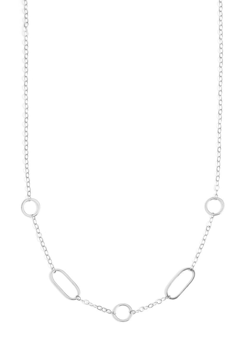 Multi shape chain necklace silver Necklaces N2112s