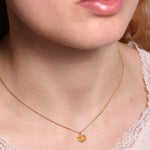 Small Diamond Bezel Wrapped Herkimer Cut Citrine Necklace Necklace N2198GCIT-OM