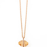 Small Diamond Bezel Wrapped Herkimer Cut Citrine Necklace Necklace N2198GCIT