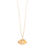 Large Bezel Wrapped Herkimer cut Citrine Necklace Gold NECKLACE N2199GCIT_copy