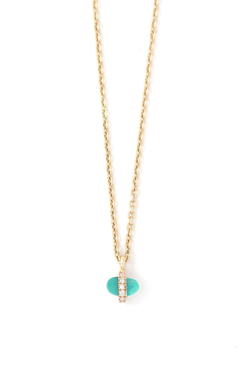 Small Micropave Bezel Wrapped Charm Necklace Turquoise Necklaces N2203TQ