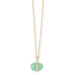 Large Micropave Bezel Wrapped Charm Necklace Chrysoprase Necklaces N2204CH