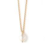 Micropave Bezel Wrapped Pearl Necklace Necklaces N2205