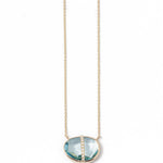 Diamond Bezel Wrapped Blue Topaz Pendant Necklace Necklace N2207GBT-1