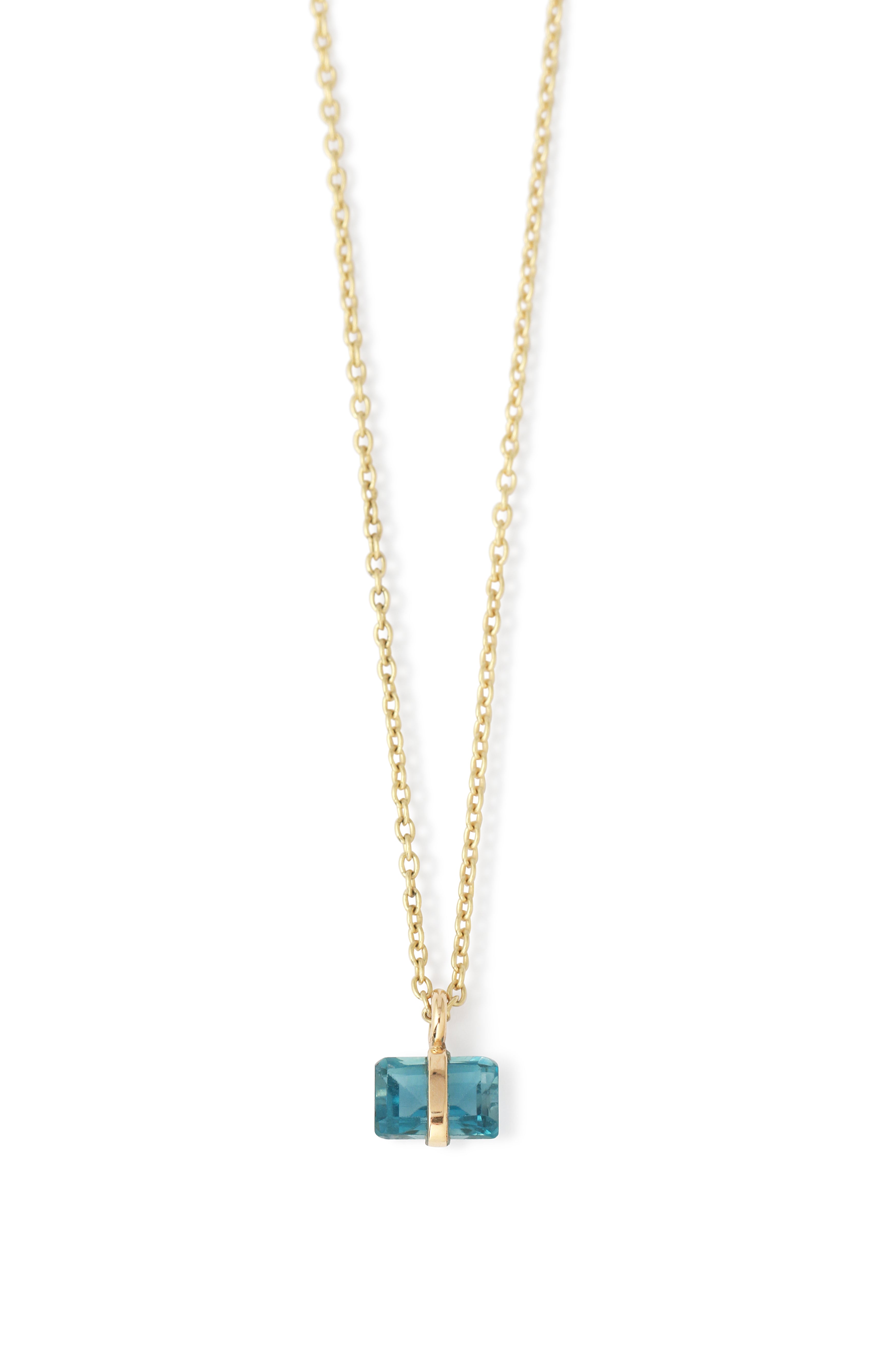 Emerald Cut Blue Topaz Pendant Necklace Necklaces N2208GLBT