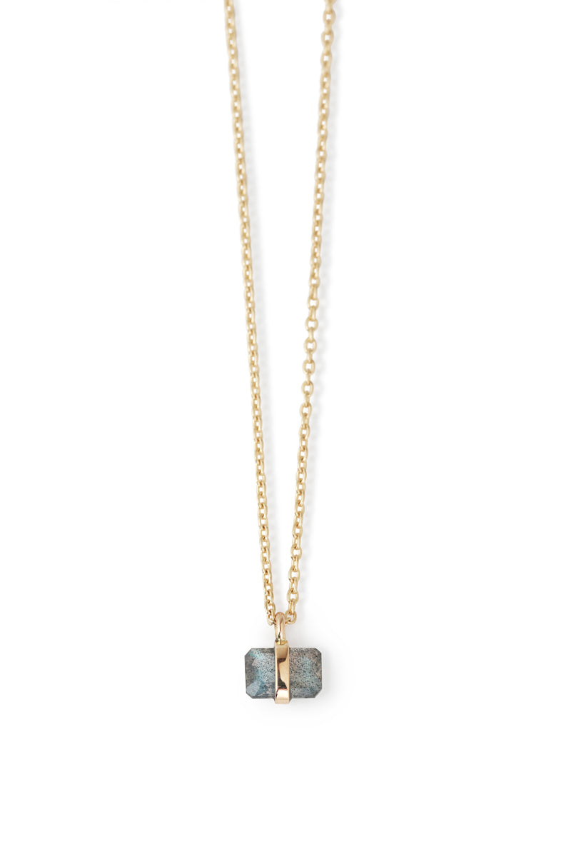 Emerald Cut Labradorite Pendant Necklace Gold NECKLACES N2208LAB