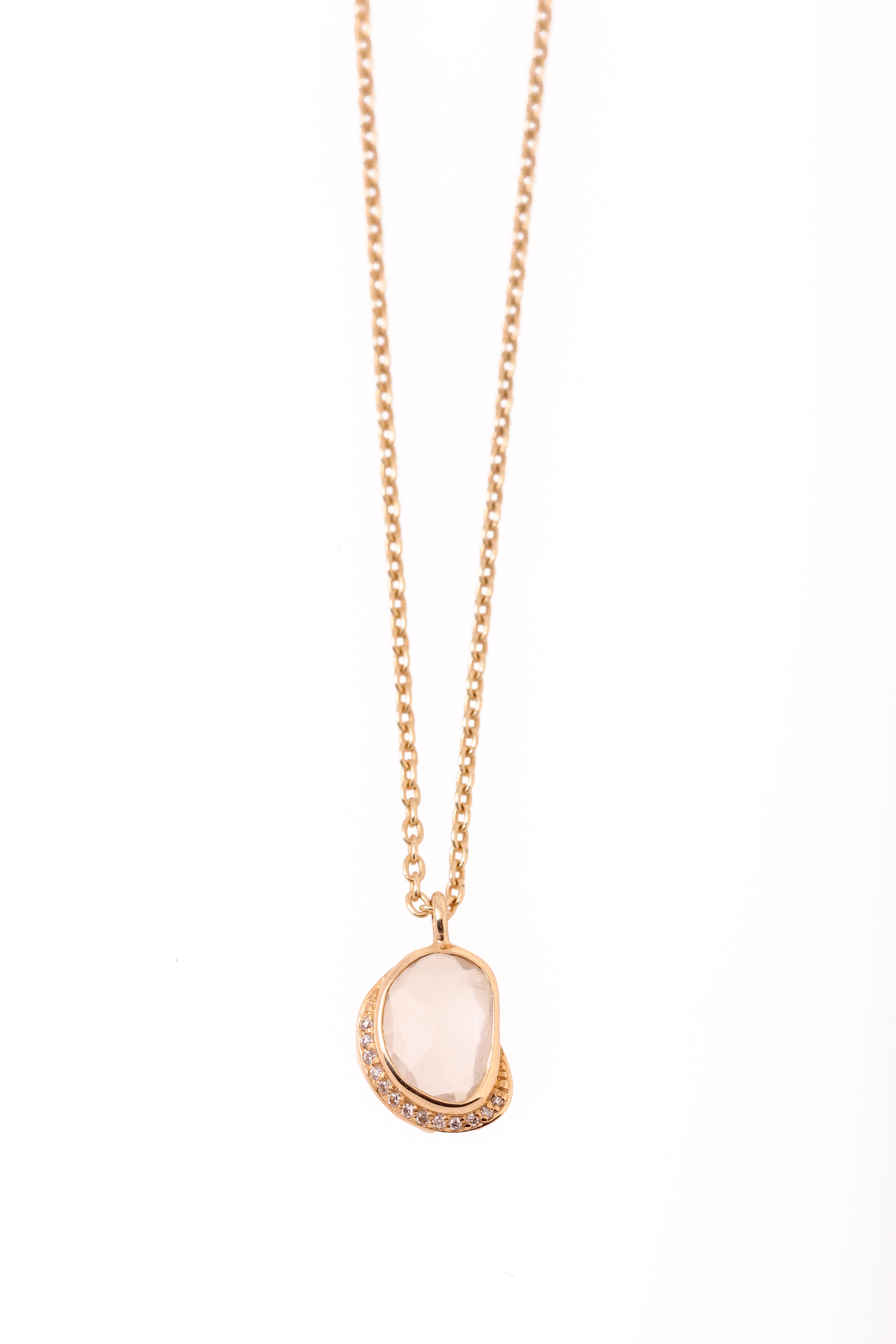 Rainbow Moonstone Crescent Moon Pendant Necklace N2213GRMSCOPY