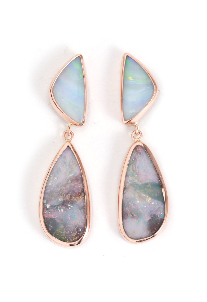 Double Boulder Opal Drop Earrings Earrings OFK4351