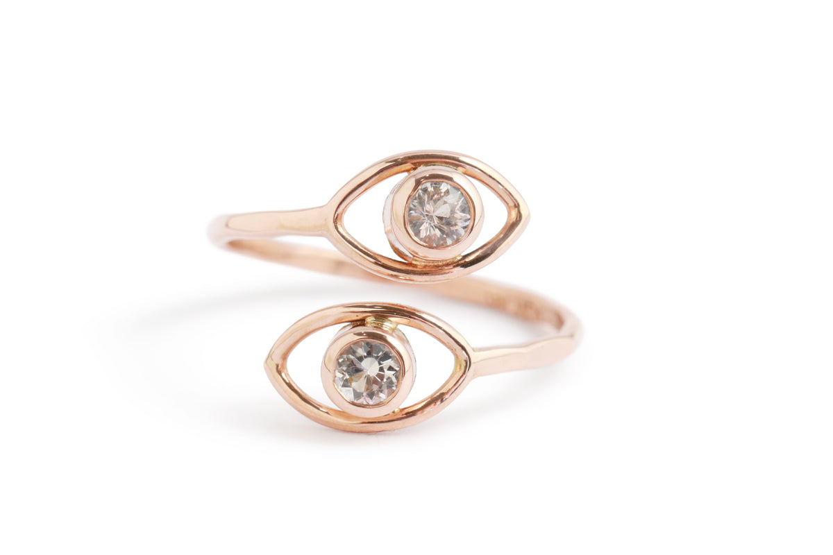 Rose Gold Danburite Spiral Ring BFCM Stock Ring OFK4448_cead5c49-3978-4405-890b-f9902d225ead