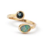 Blue Sapphire and Australian Opal Spiral Ring Rings OFK4457_15ca45c5-25a2-44c3-b292-68405f9d6d4d