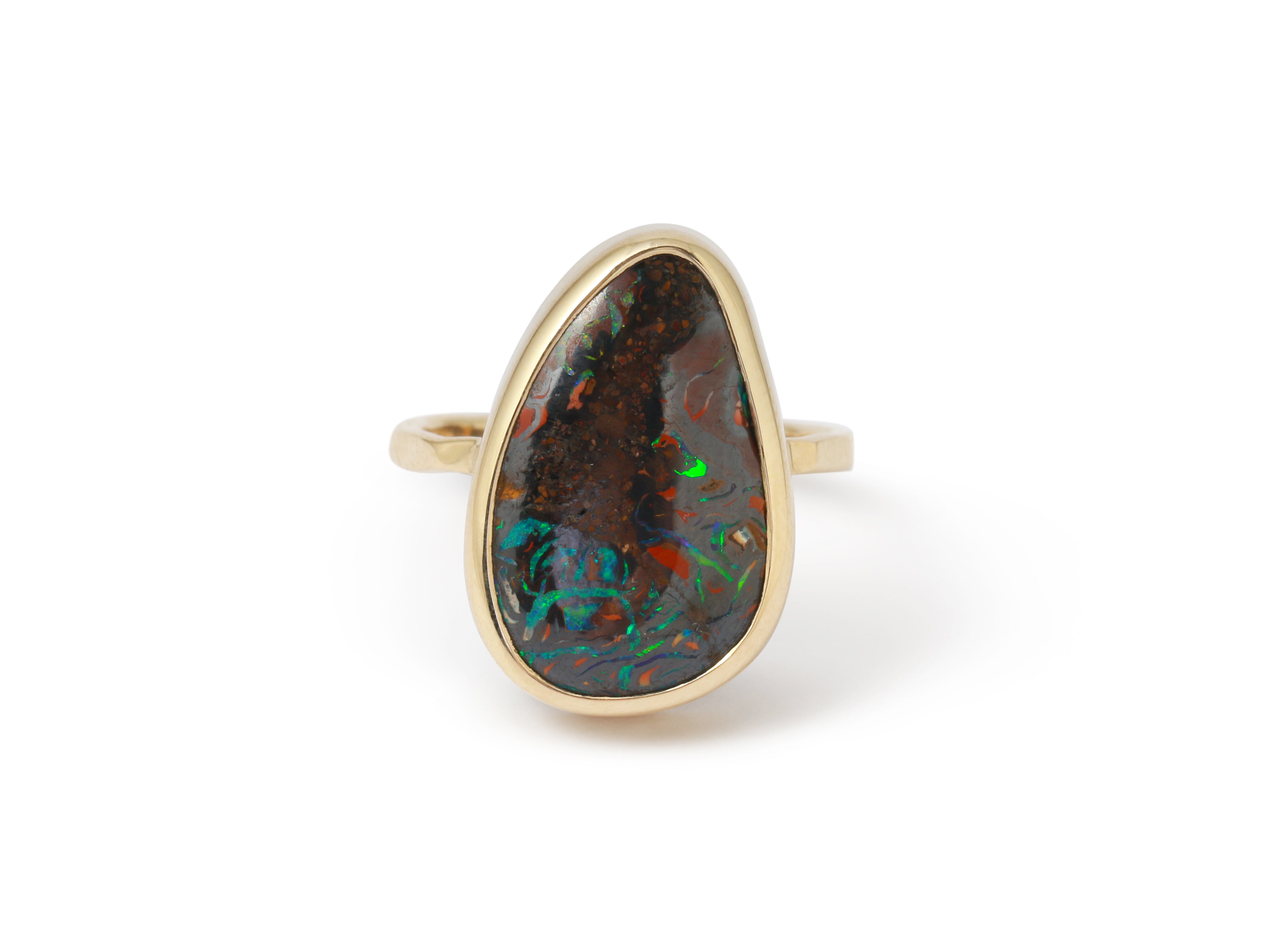 Stained Glass Boulder Opal Ring BFCM Stock Ring OFK4469-1