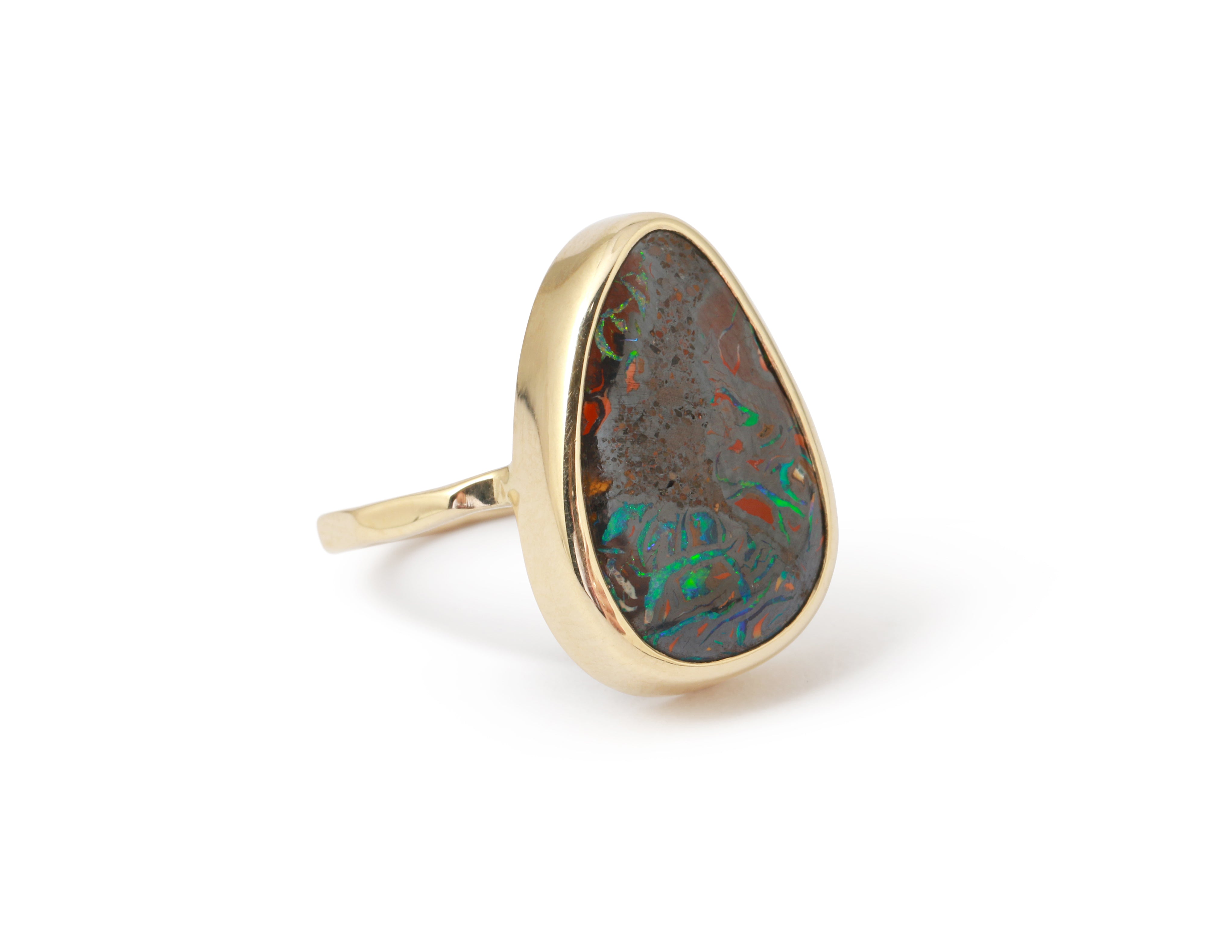 Stained Glass Boulder Opal Ring BFCM Stock Ring OFK4469-3