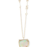 Diamond Halo Crystaline Opal Pendant Necklace Necklaces OFK4473-1