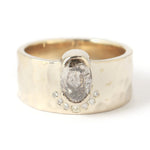 Half Halo Salt and Pepper Diamond Cigar Band BFCM Stock Ring OFKR191