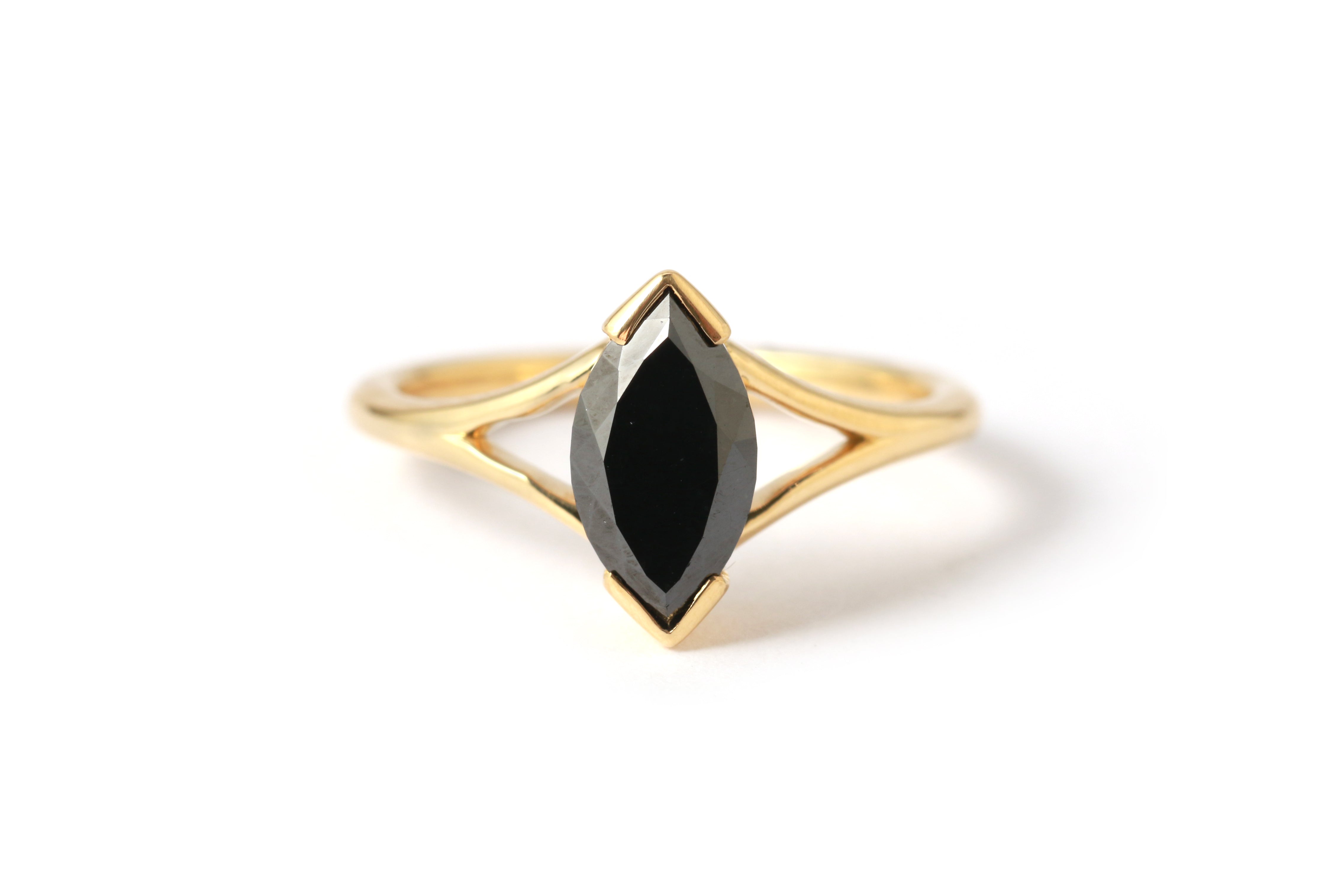 1.55 carat Black Marquise Diamond Ring Rings OFKR198