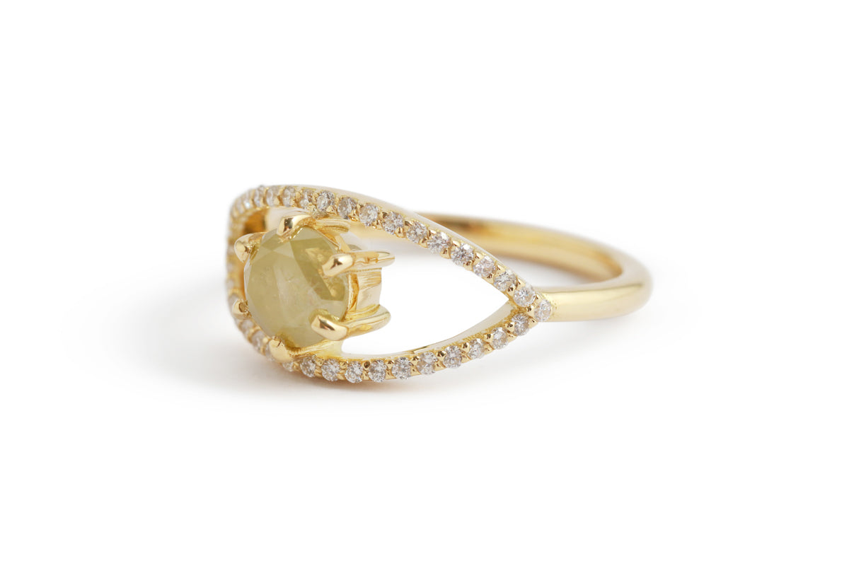 Yellow Diamond Pave Halo Eye Ring Rings OFKR199-2_1c6bbdab-af44-4402-b140-7c7c2d705a78