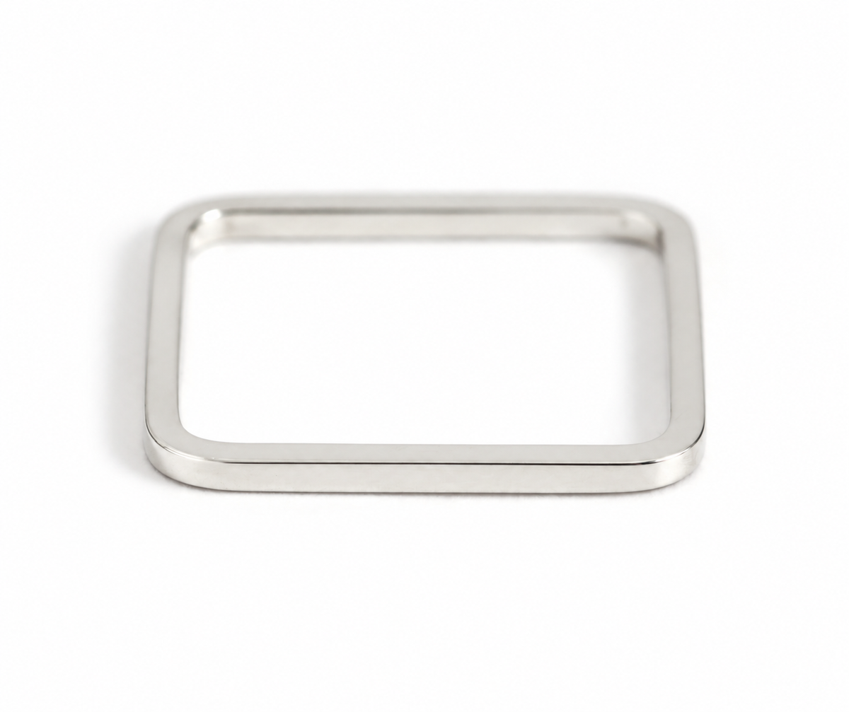Silver Square Stacking Ring Stock Ring Polished_Silver_Rectangular_Frame