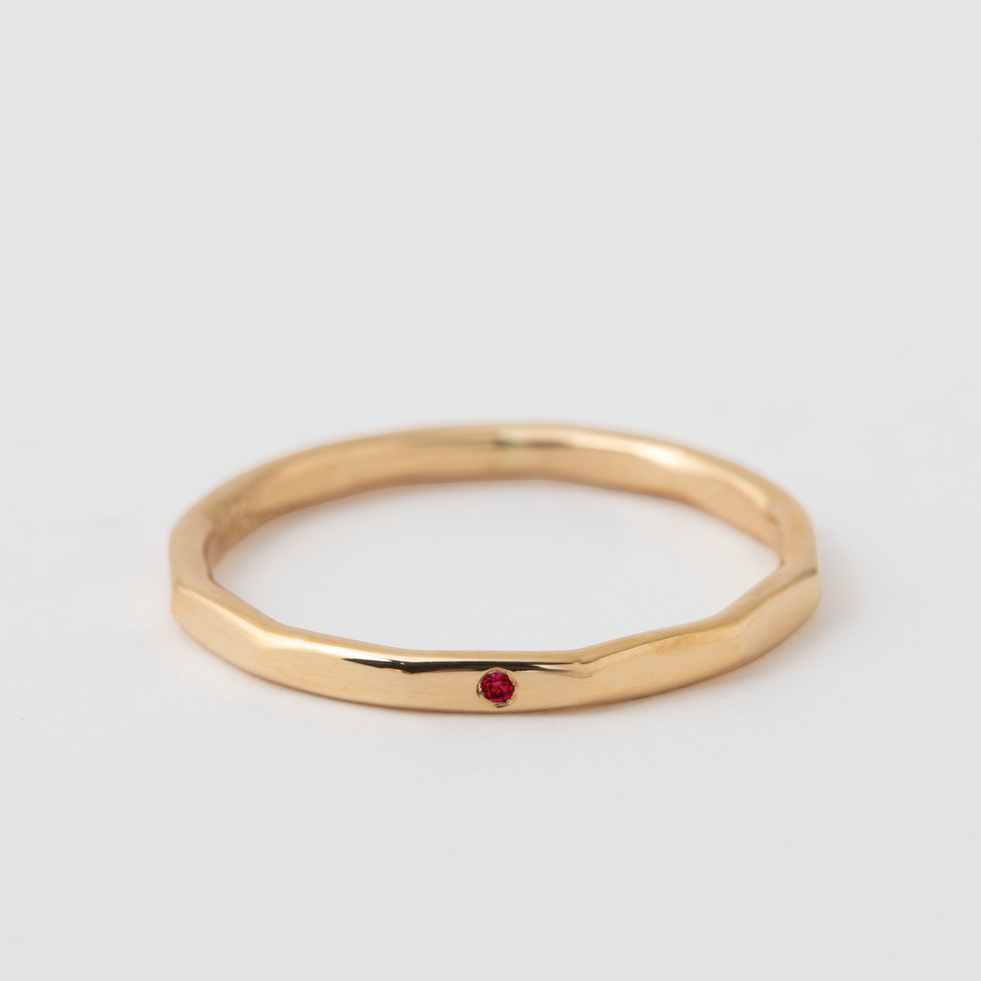 Single Flush Set Ruby Band - 14k Yellow Gold HIDDEN R1070GR