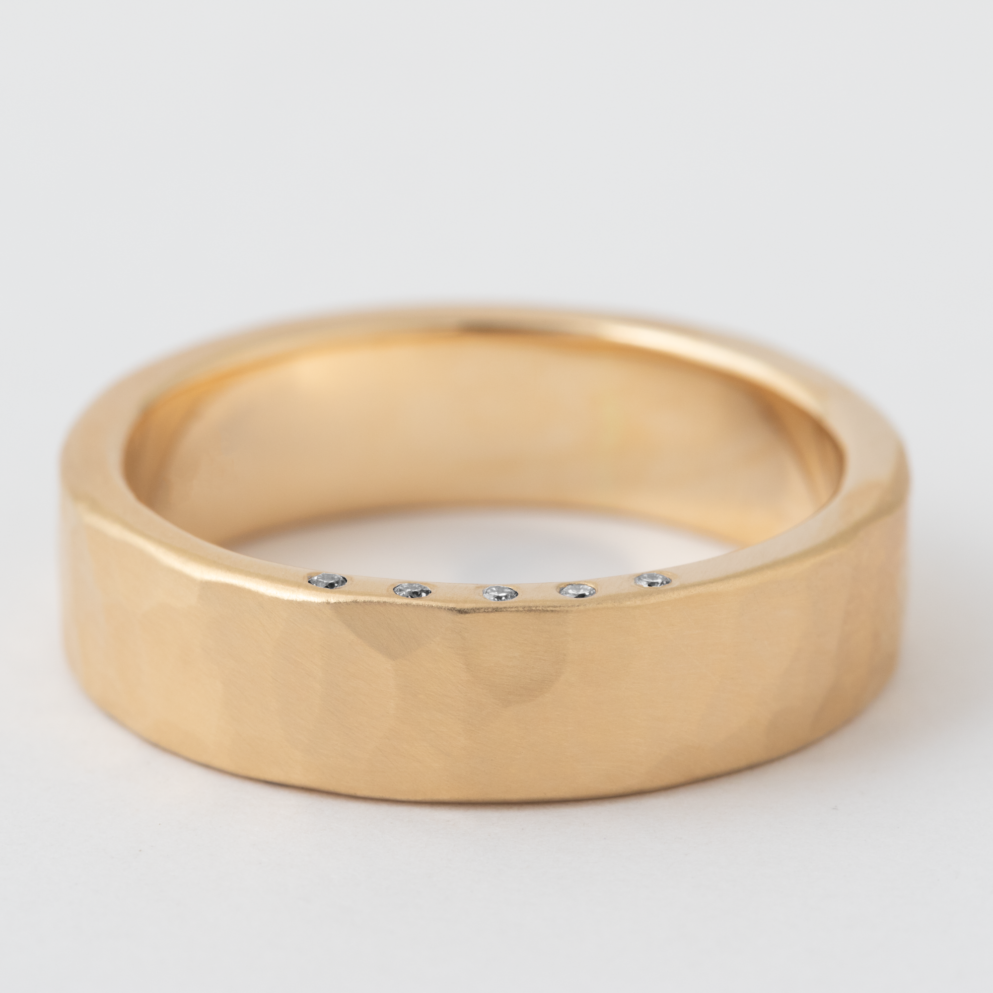 6mm Thick White Diamond Edge Band - 14k Yellow Gold HIDDEN R1080G