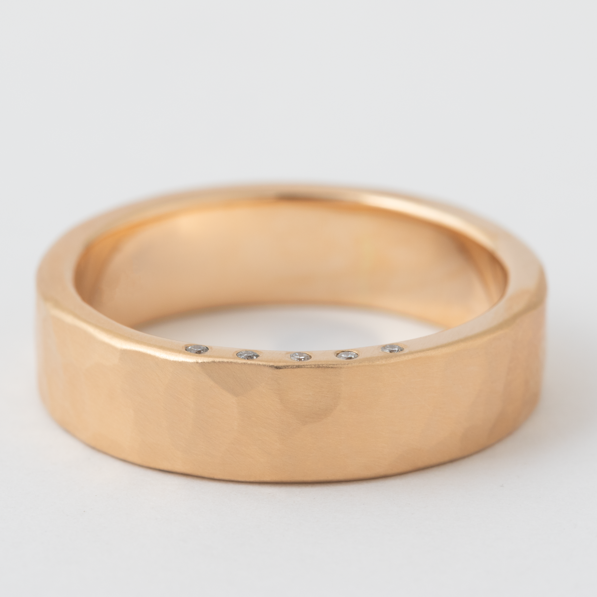 6mm Thick White Diamond Edge Band - 18k Rose Gold HIDDEN R1080PG-18