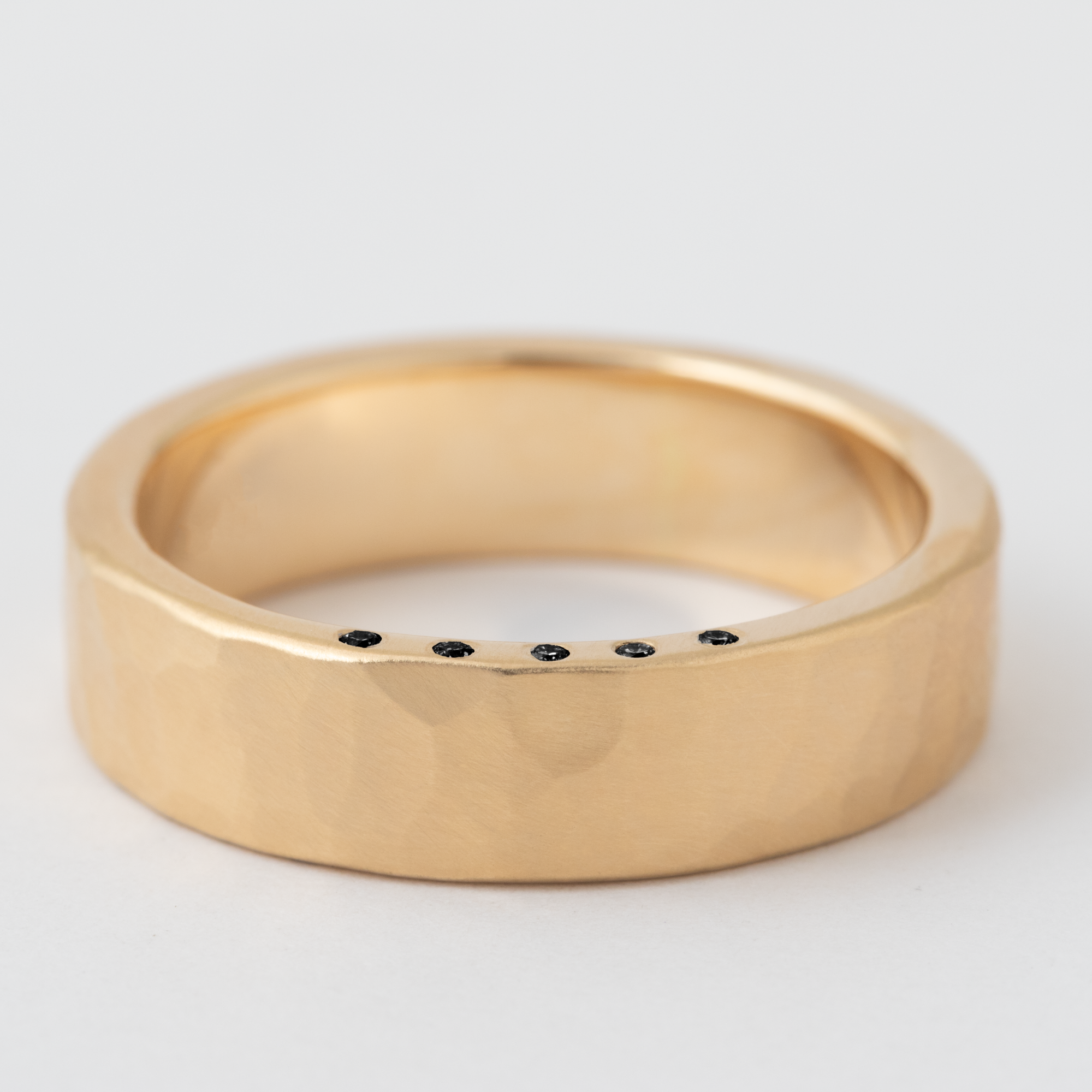 6mm Thick Black Diamond Edge Band - 14k Yellow Gold HIDDEN R1081G