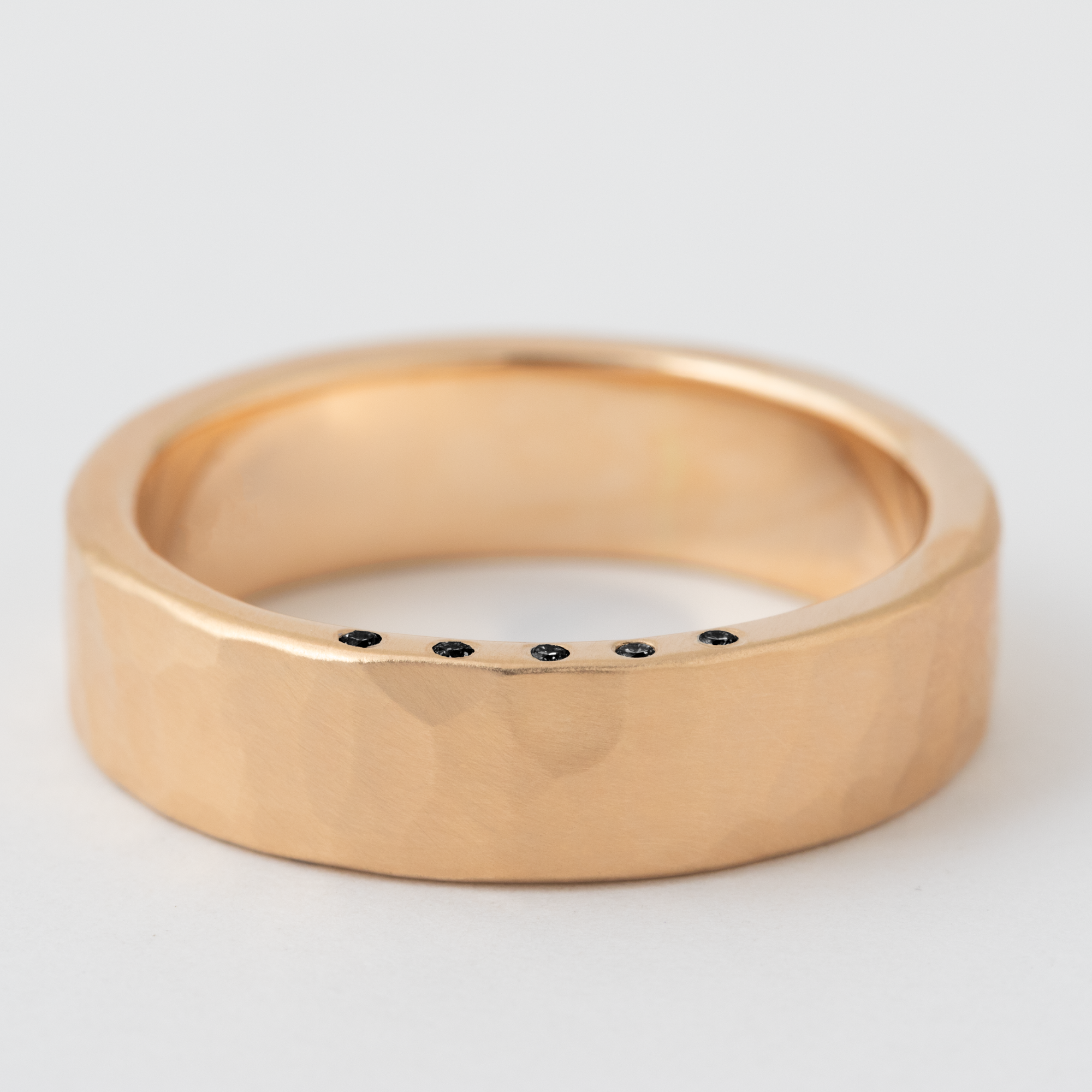 6mm Thick Black Diamond Edge Band - 18k Rose Gold HIDDEN R1081PG-18