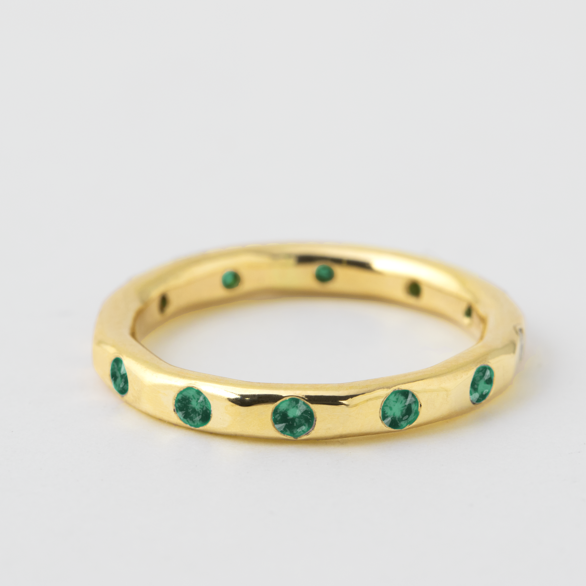 Flush Set 2mm Emerald Band - 18k Yellow Gold HIDDEN R1189G-18