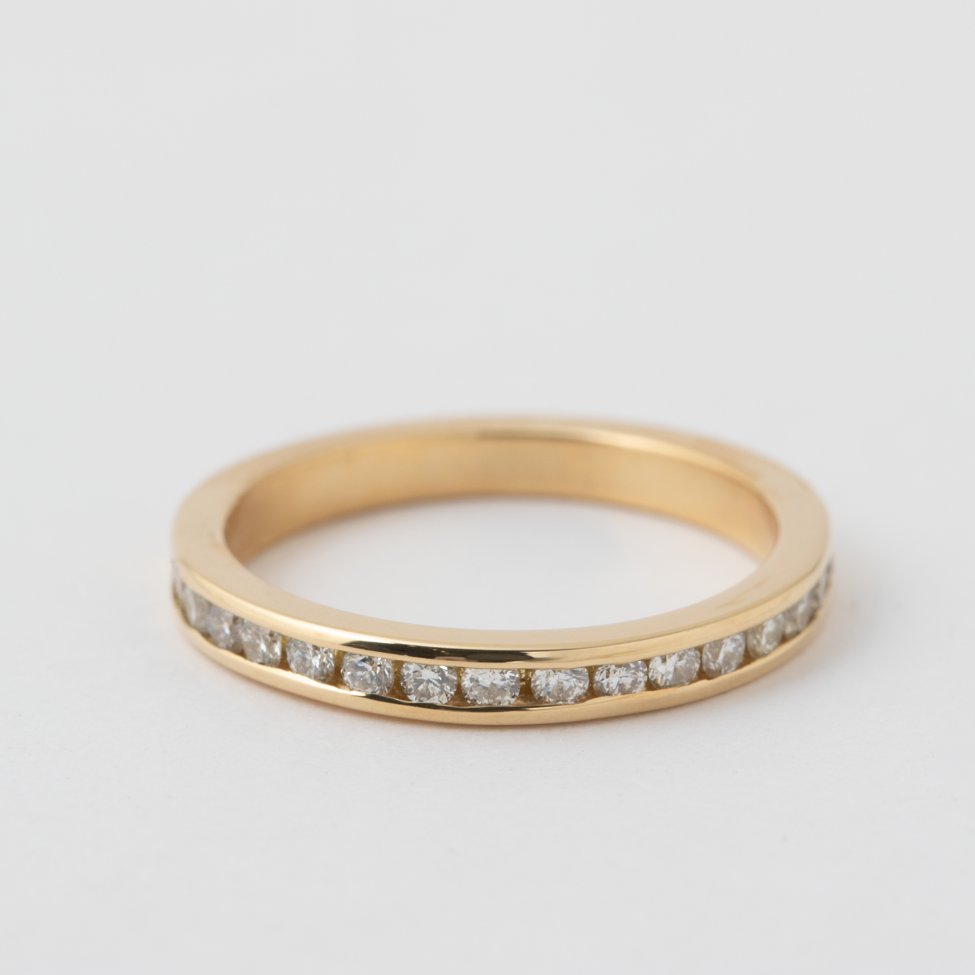 Half Channel Set White Diamond Band - 14k Yellow Gold HIDDEN R1204G