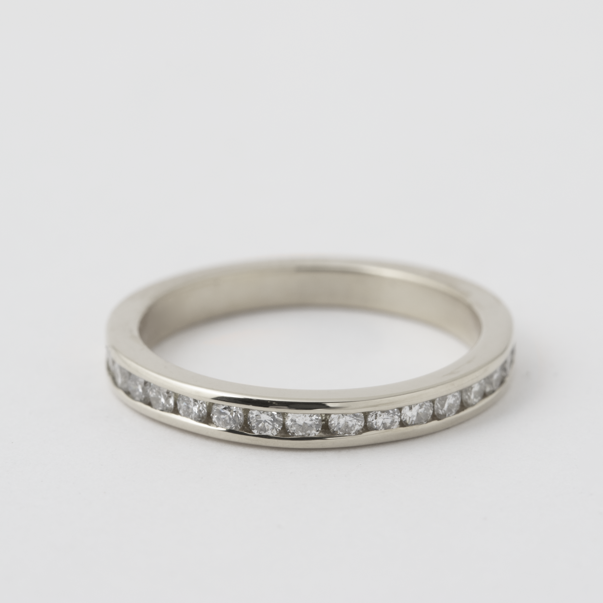 Half Channel Set White Diamond Band - 18k White Gold HIDDEN R1204WG-18