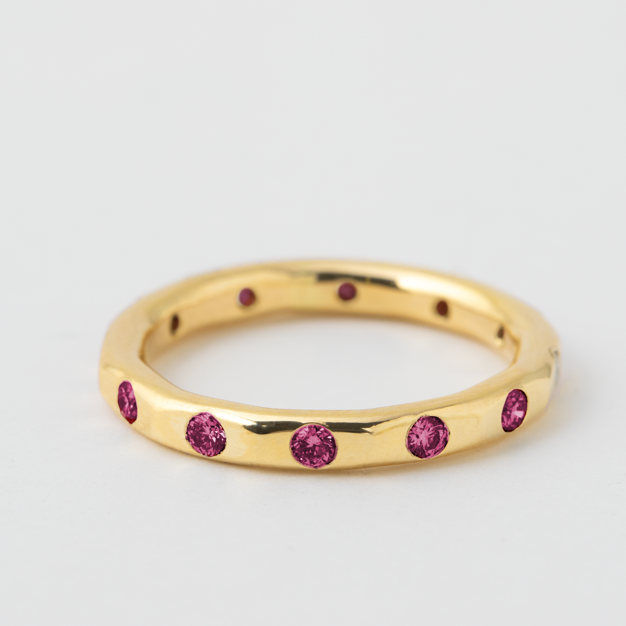 Flush Set 2mm Ruby Band - 18 Karat Yellow Gold HIDDEN R1233G-18