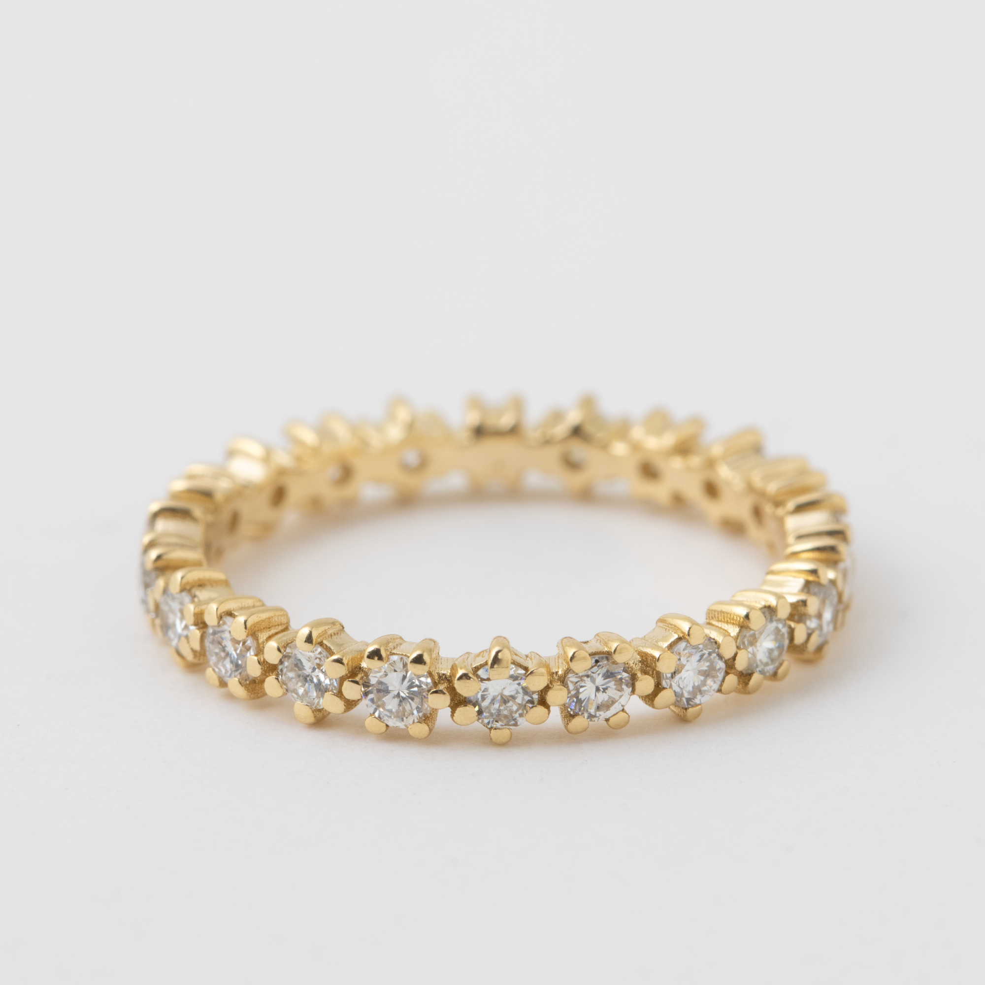 Prong set White Diamond Eternity Band - 18k Yellow Gold HIDDEN R1254G-18