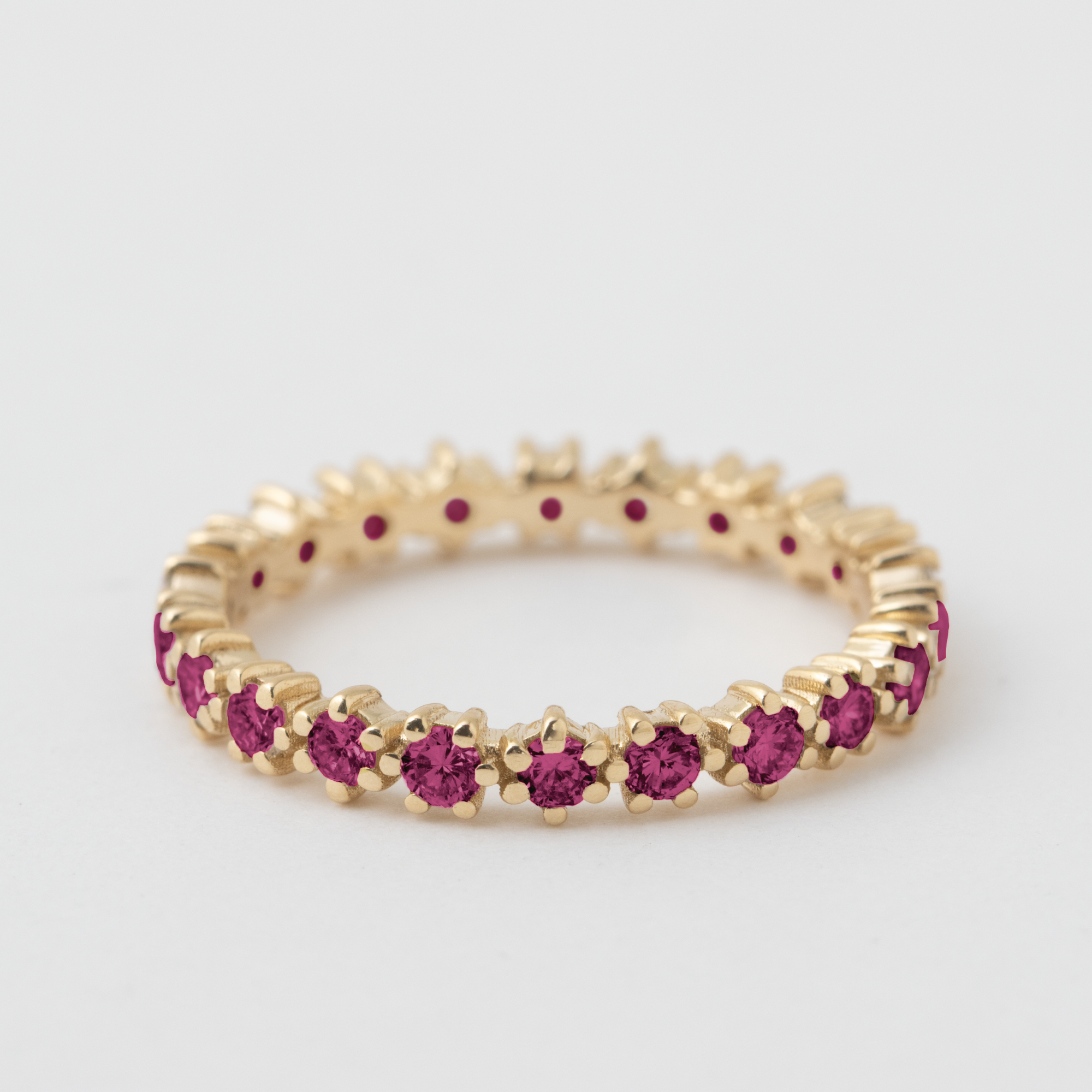 Prong set Ruby Eternity Band - 14k Yellow Gold HIDDEN R1254G-18R_1