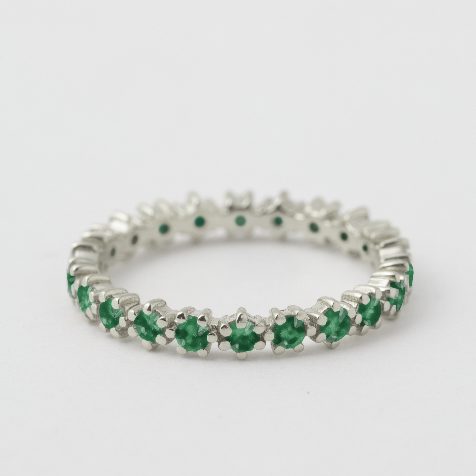 Prong Set Emerald Eternity Band - 18k White Gold HIDDEN R1254WG-18EM_1