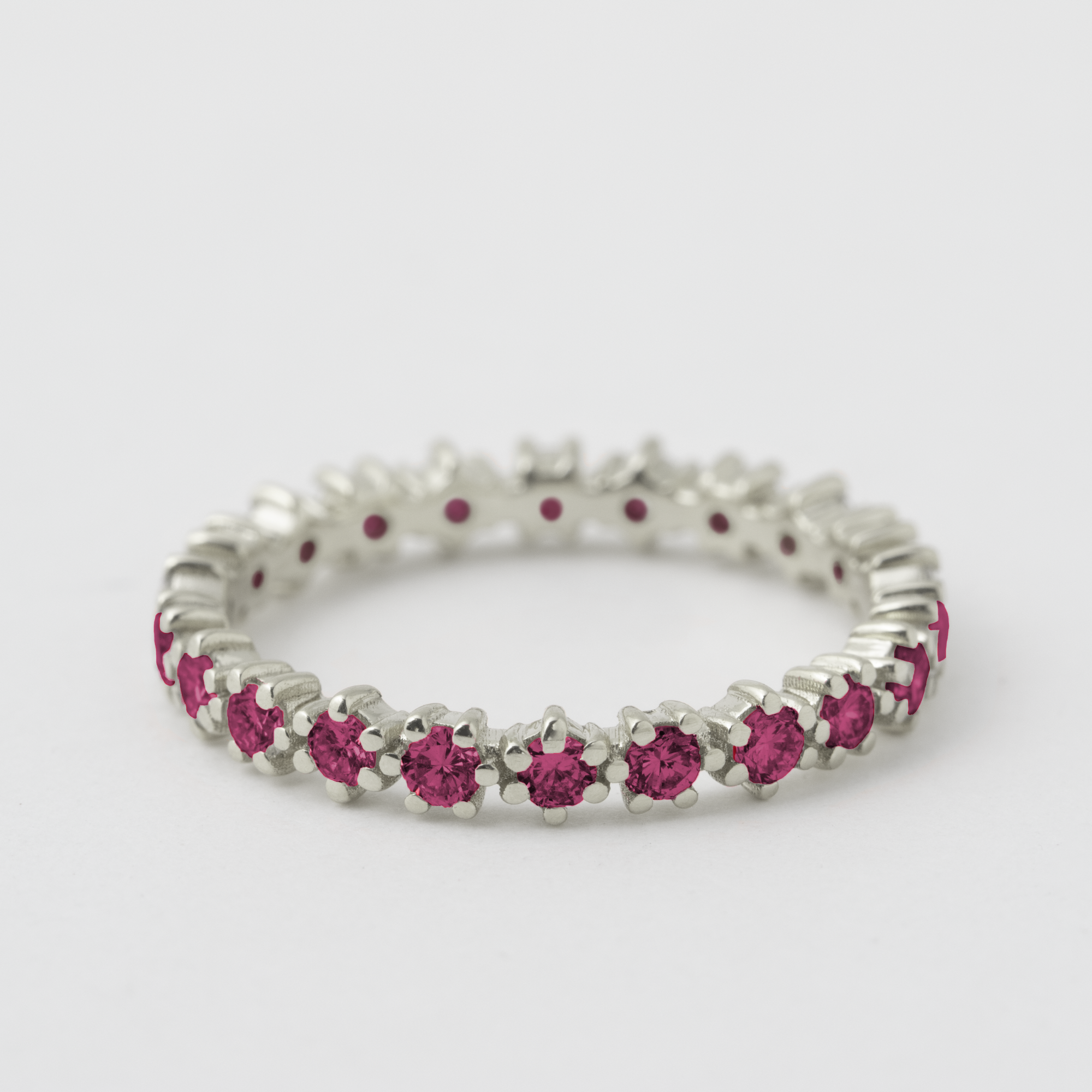 Prong Set Ruby Eternity Band - 18k White Gold HIDDEN R1254WG-18R_1