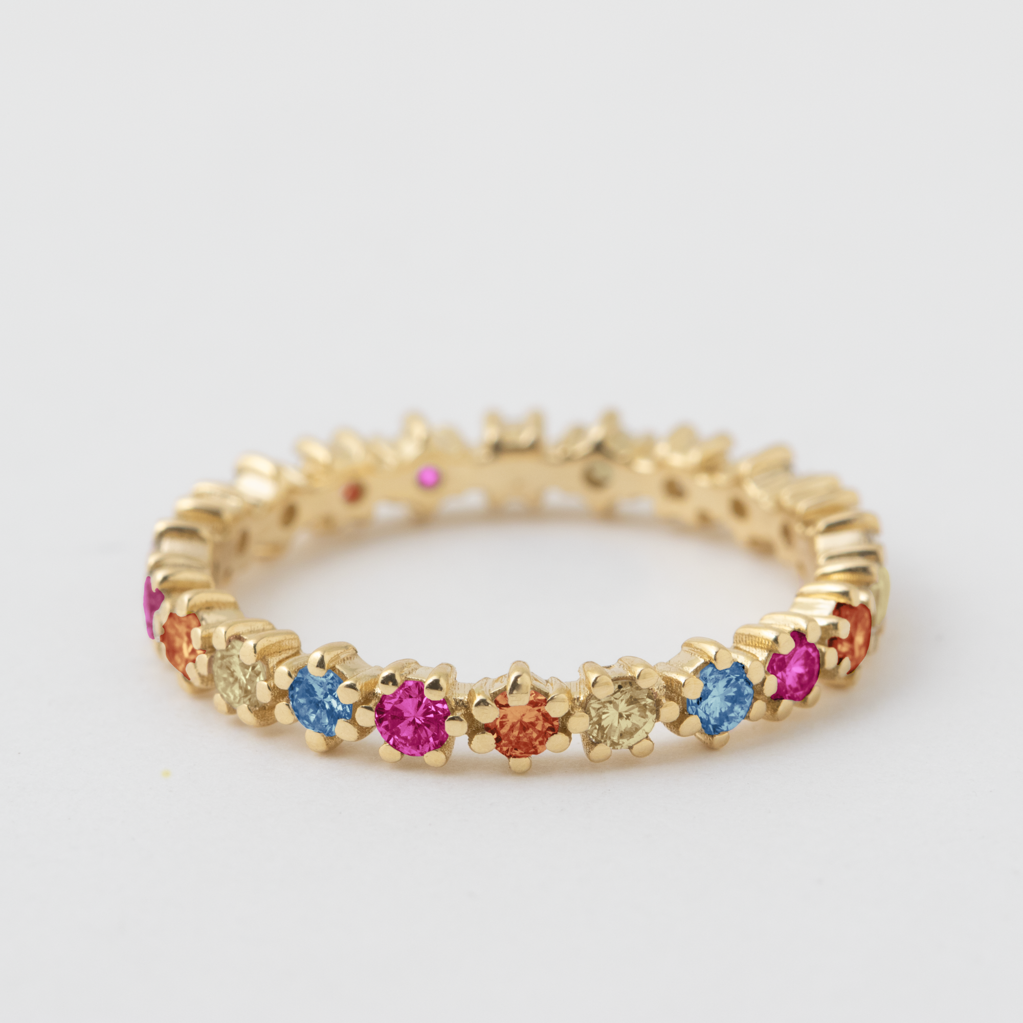 Prong Set Funfetti Sapphire and Ruby Mix Band - 18k Yellow Gold HIDDEN R1269G-18