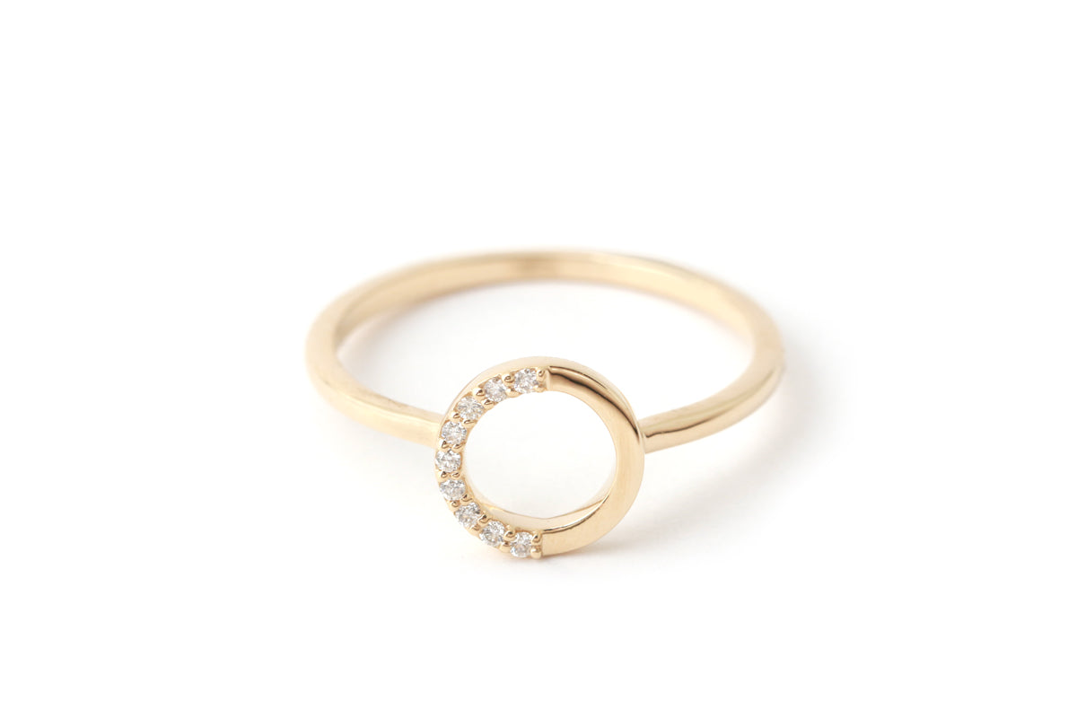 White diamond pave simple circle ring RINGS R1291