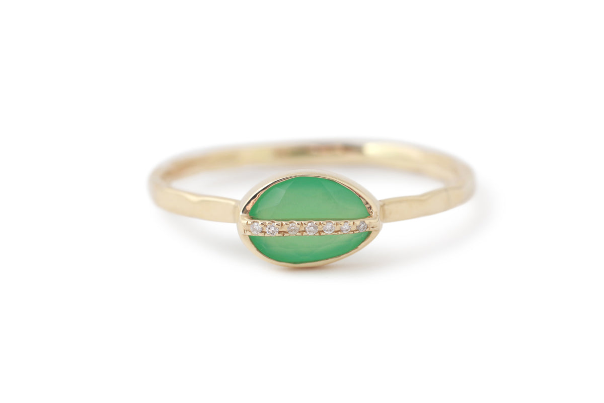 Large Micropave Bezel Wrapped Chrysoprase Ring BFCM Stock Ring R1315CH_1c132d19-62f7-4027-b49d-5ec01c5947c7