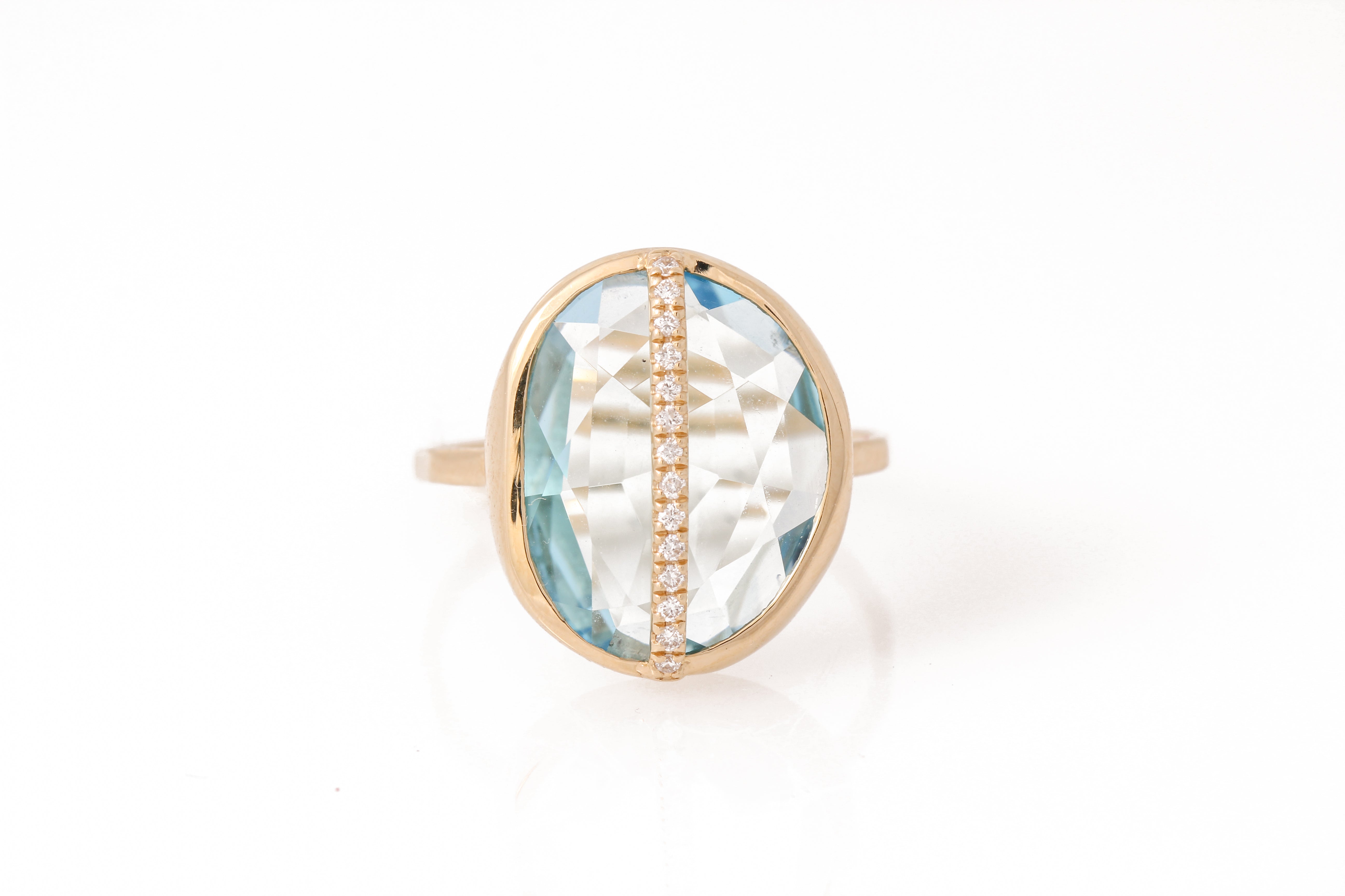 Diamond Wrapped London Blue Topaz Cocktail Ring BFCM Stock Ring R1319GTOP-6.5copy