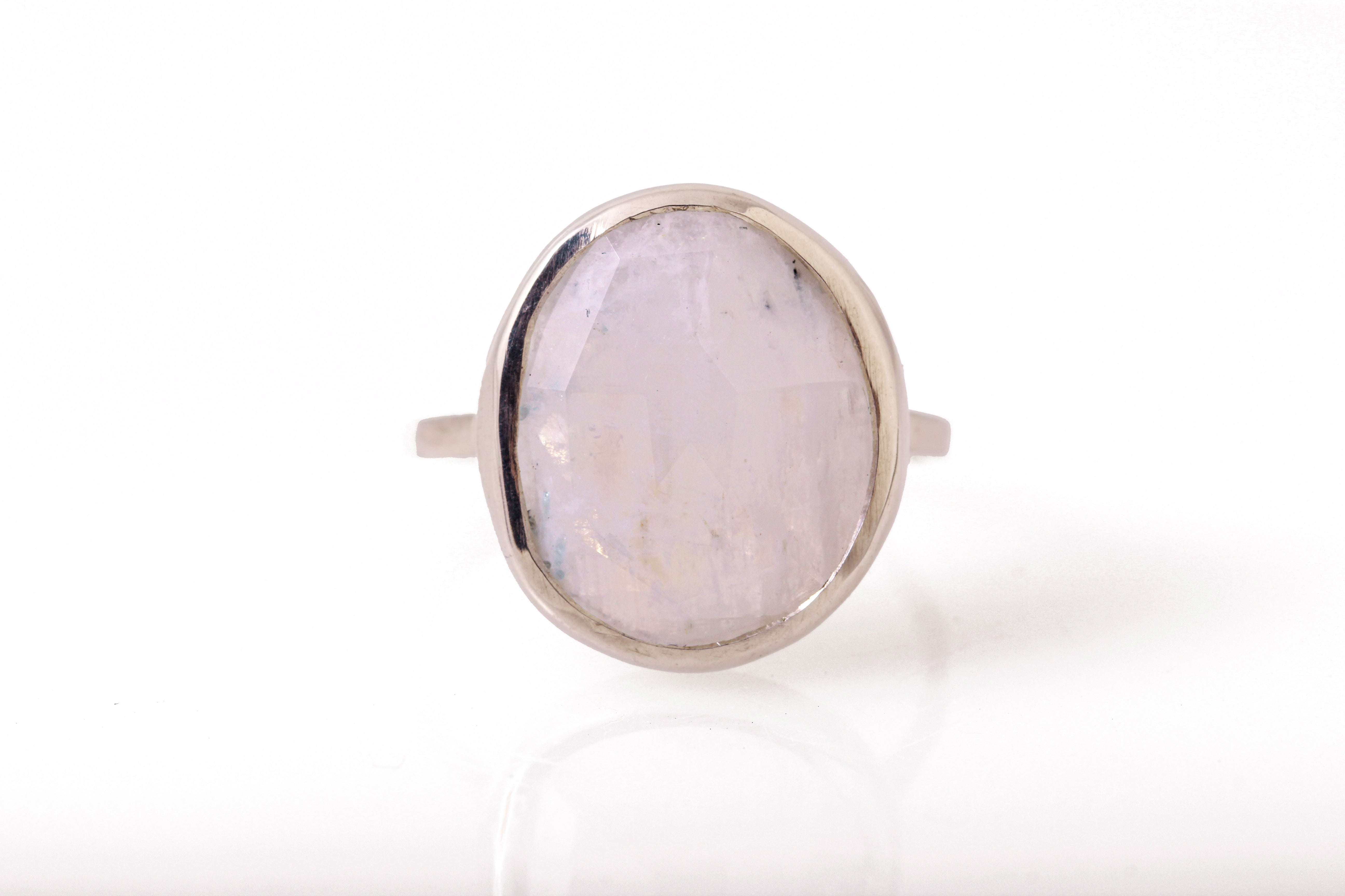 Extra large freeform Rainbow Moonstone cocktail ring BFCM Stock Ring R1324RMS